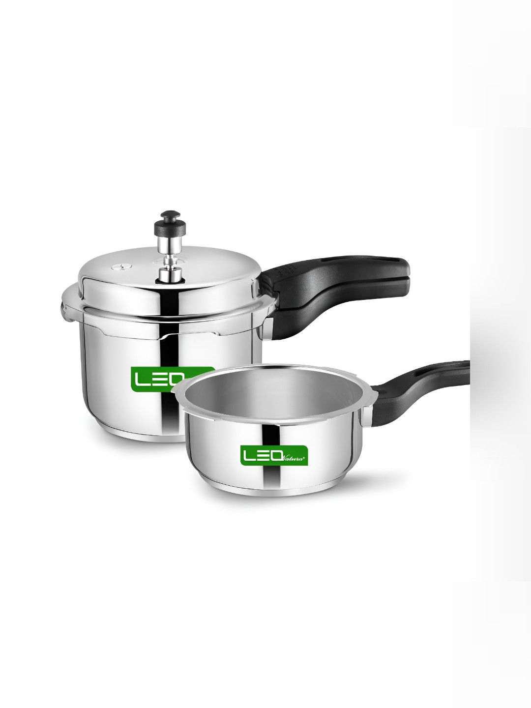 

Leo Natura Silver-Toned 2 Pcs Stainless Steel Pressure Cookers