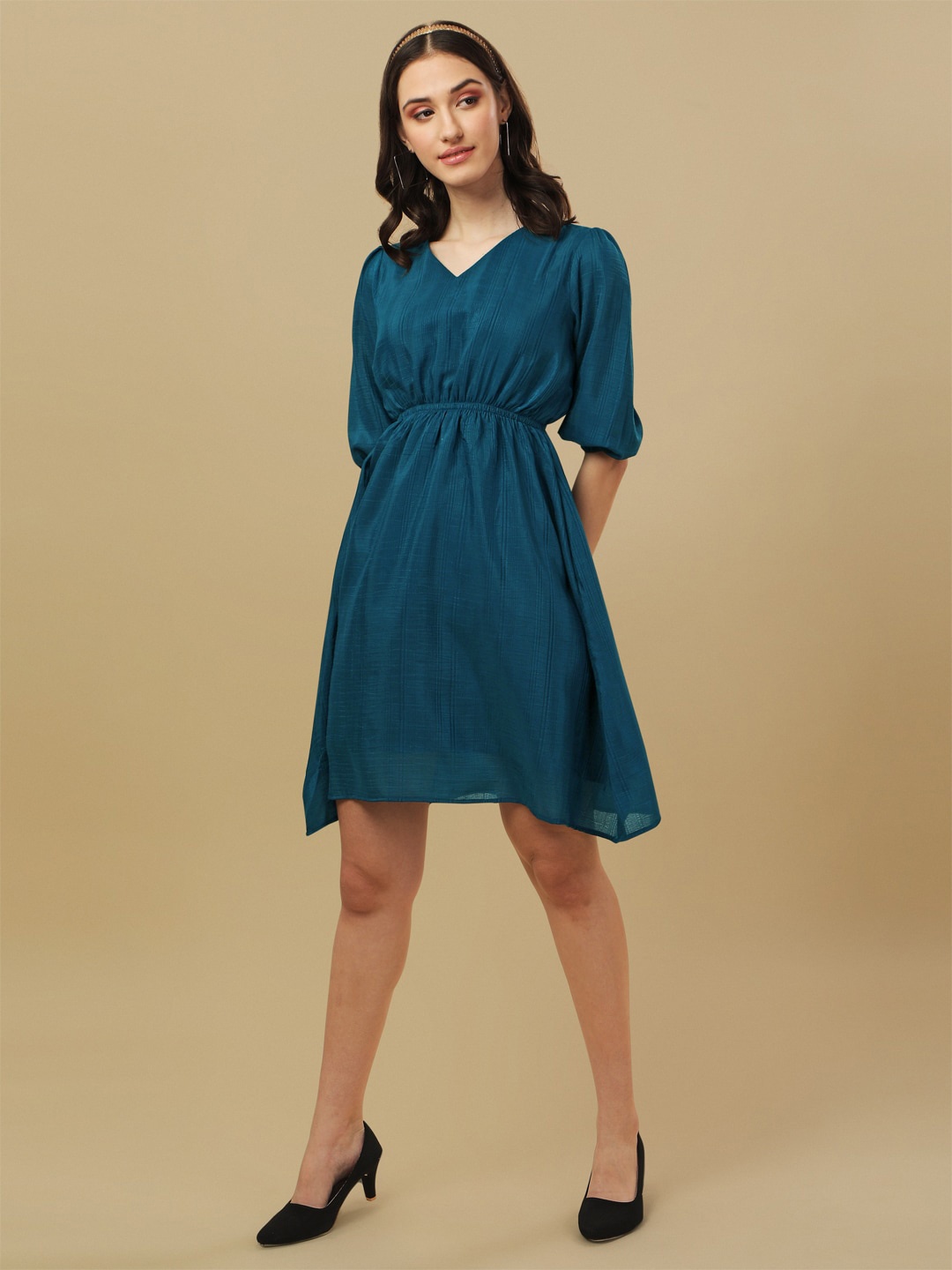 

KALINI V-Neck Fit & Flare Dress, Navy blue