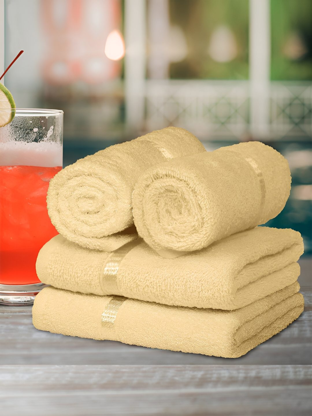 

Story@home 4-pcsc Beige Cotton 450 GSM Hand Towels