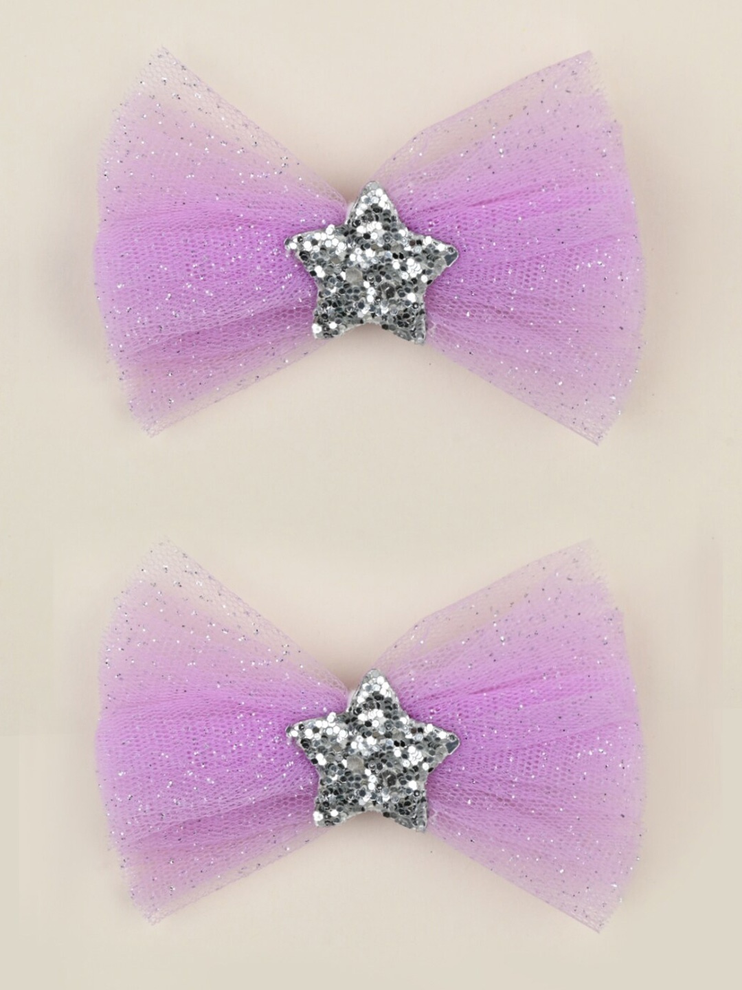 

Aye Candy Girls Set of 2 Sparkle Tulle Bows With Star Centre Alligator Hair Clips, Lavender