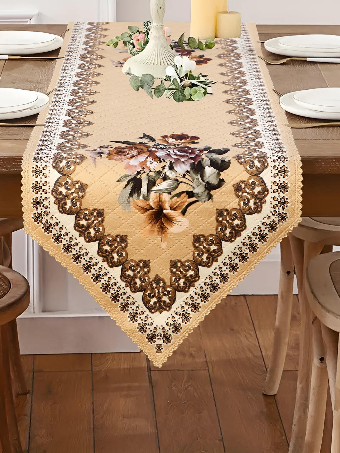 

Dakshya Industries Beige Floral Printed Runners