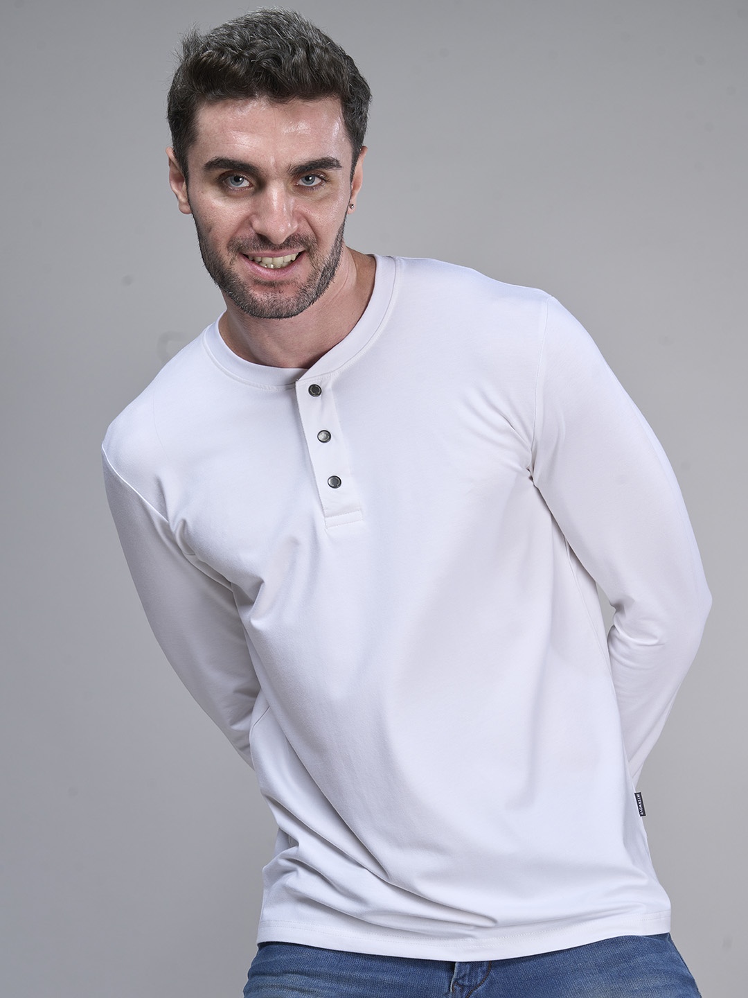 

INTERWOVE Henley Neck Long Sleeves Bamboo Slim Fit T-shirt, White