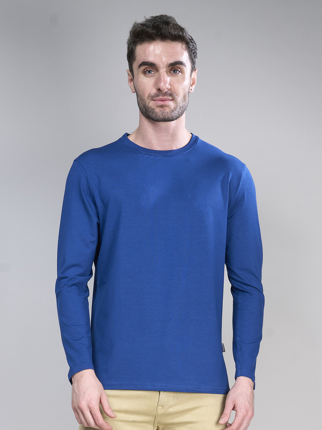 

INTERWOVE Round Neck Long Sleeves Bamboo Slim Fit T-shirt, Blue