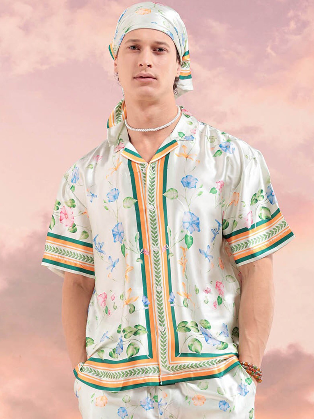 

The Indian Garage Co Printed Shirt & Shorts Co-Ord, White