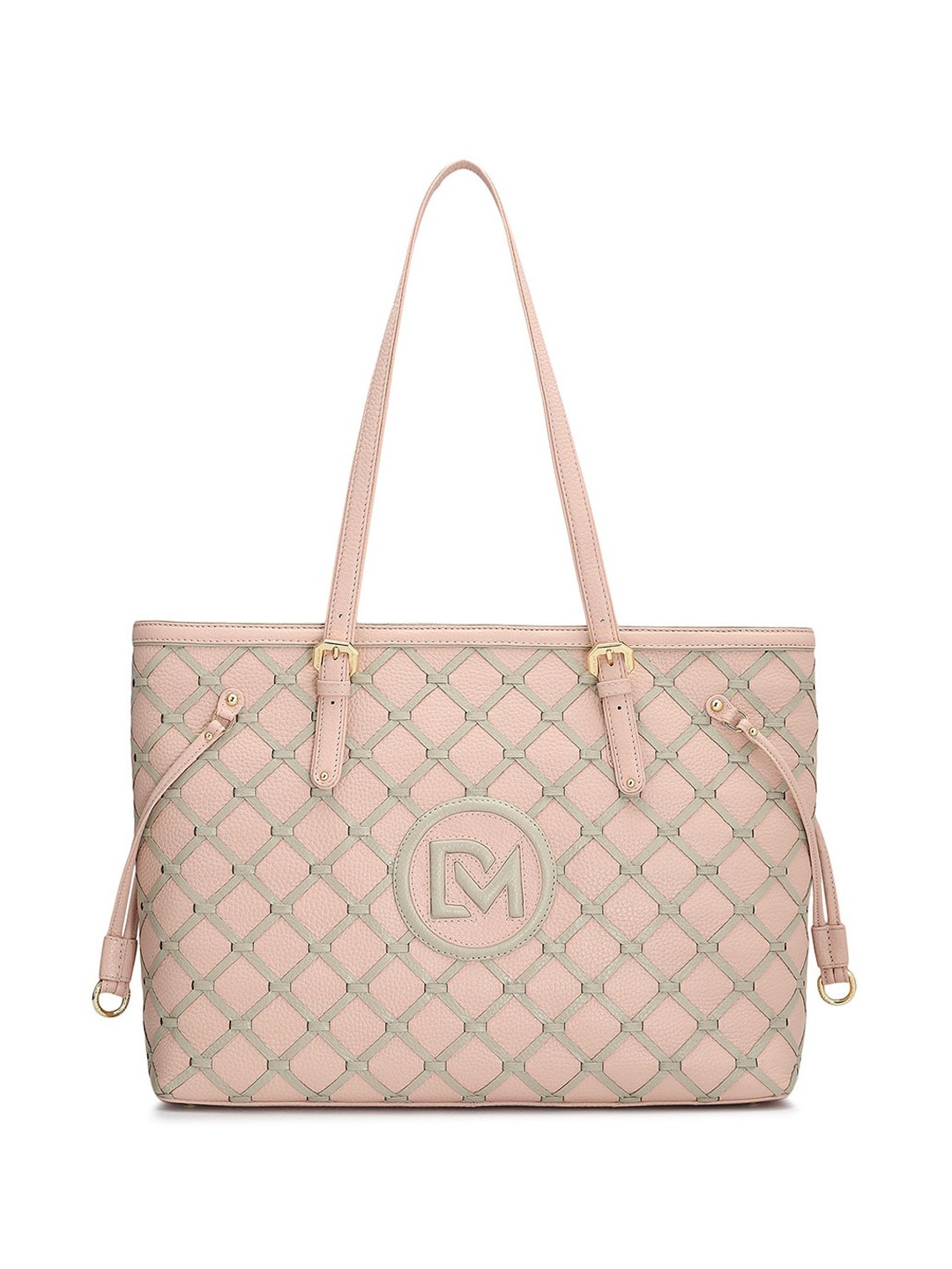 

Da Milano Geometric Leather Structured Shoulder Bag with Quilted, Pink