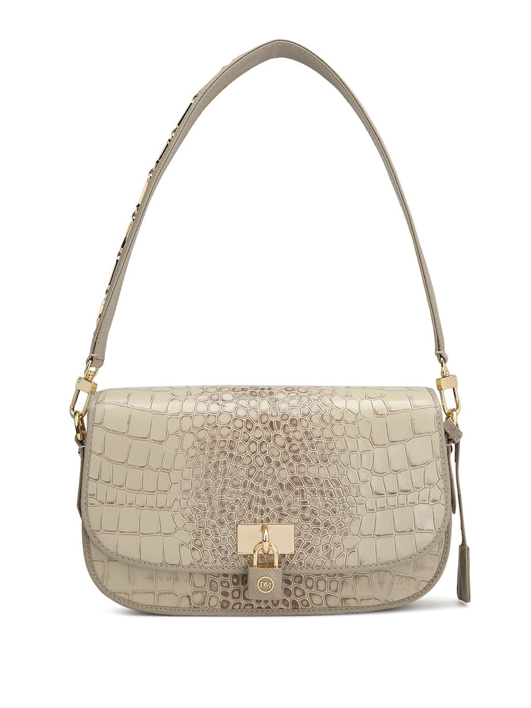 

Da Milano Animal Textured Leather Swagger Shoulder Bag, White