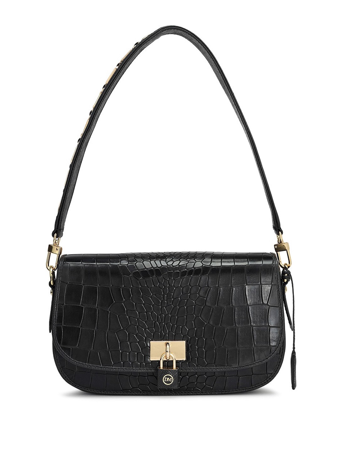 

Da Milano Textured Leather Baguette, Black