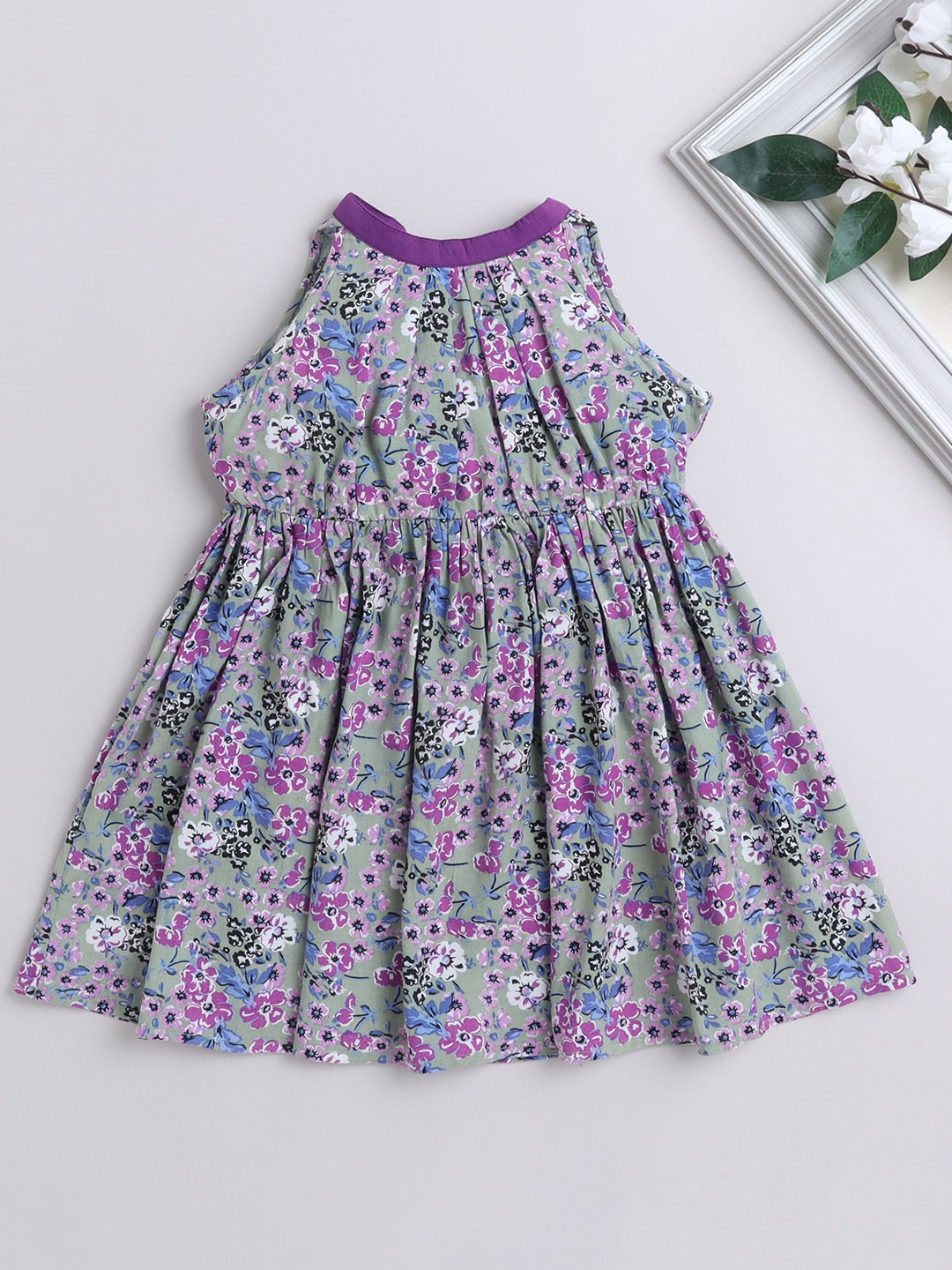 

The Magic Wand Girls Floral Print Fit & Flare Dress, Grey