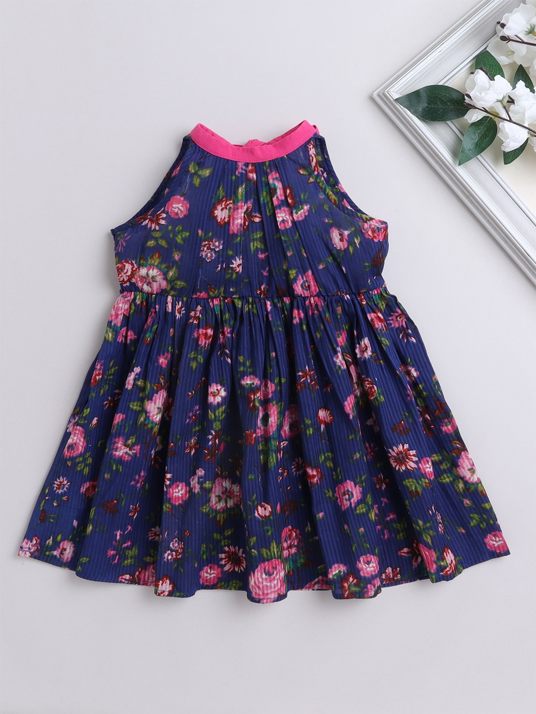 

The Magic Wand Girls Floral Print A-Line Dress, Blue