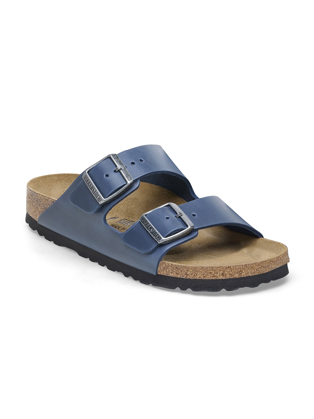 

Birkenstock Unisex Arizona Buckle Detailed Leather Narrow Width Comfort Sandals, Blue