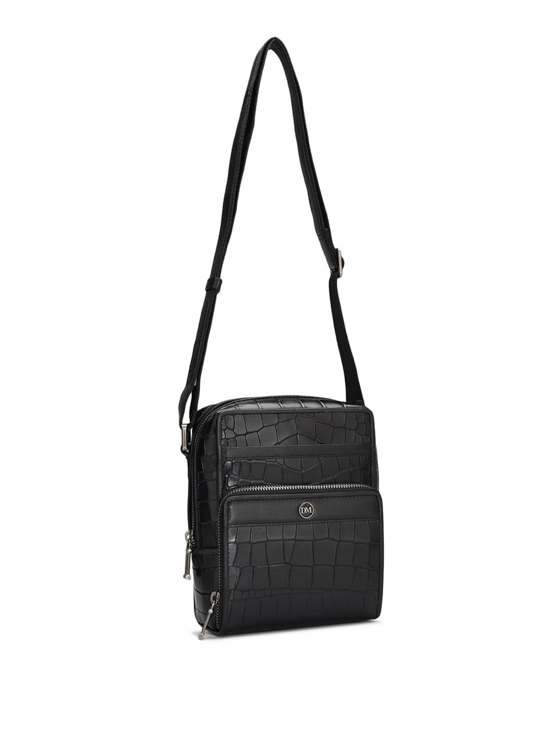 

Da Milano Textured Leather Messenger Bag, Black