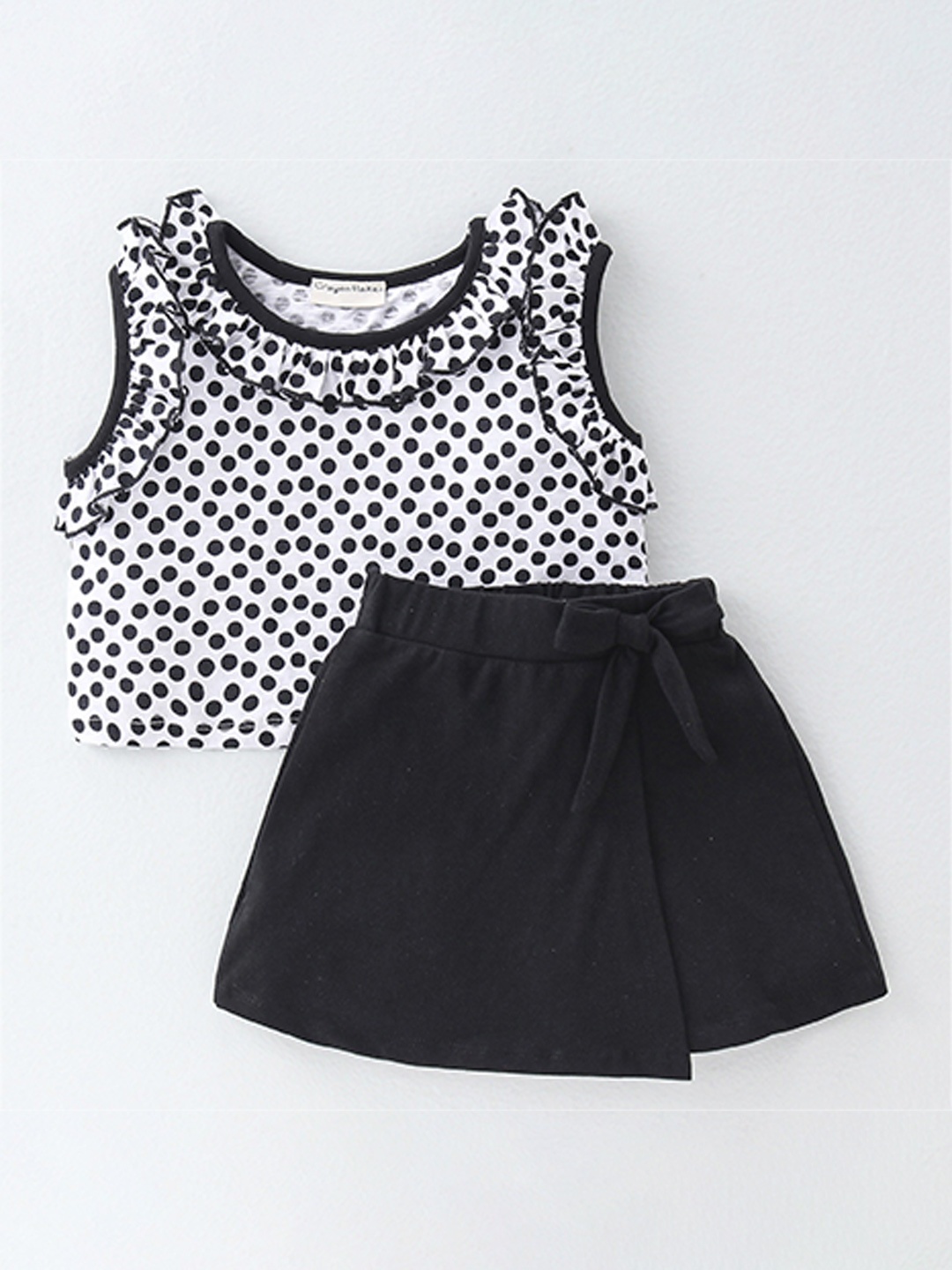 

CrayonFlakes Girls Printed Top With Shorts, Black