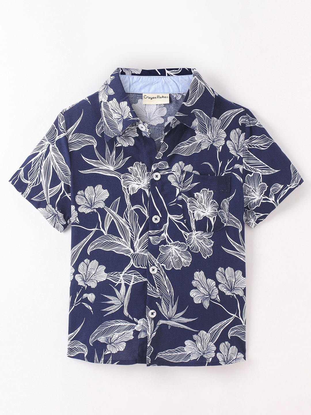 

CrayonFlakes Boys Floral Opaque Printed Casual Shirt, Blue