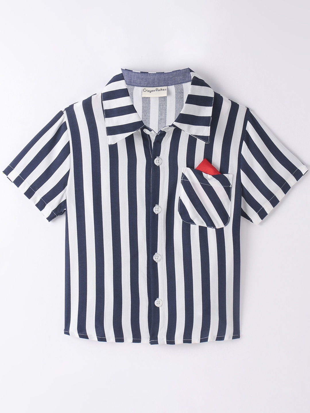 

CrayonFlakes Boys Opaque Striped Casual Shirt, Navy blue
