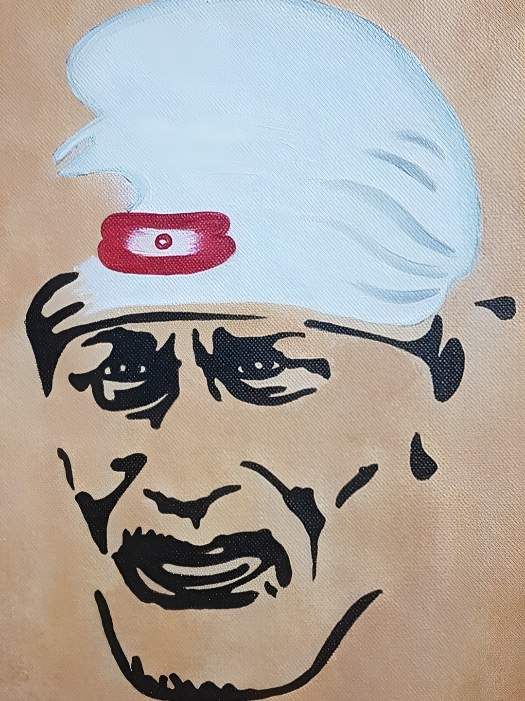 

British Terminal Brown & Black Lord Shirdi Sai Baba Religious Wall Painting