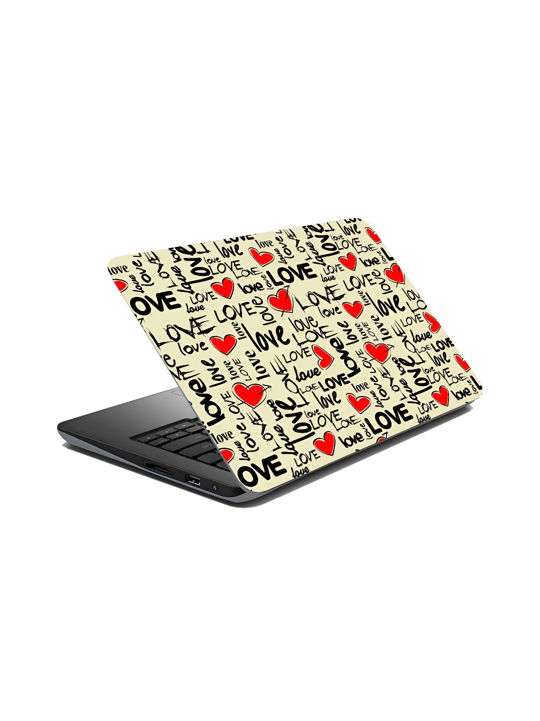 

British Terminal Cream Coloured & Red Printed Love Laptop Skin Fully Sticker