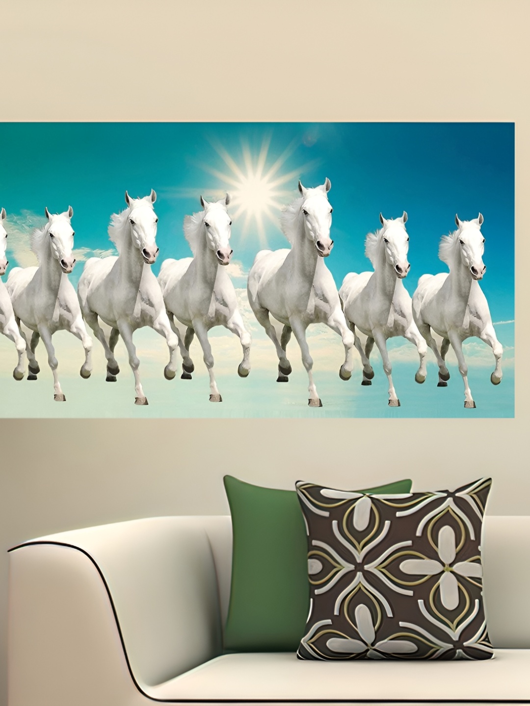 

British Terminal White & Blue Canvas Birds and Animals Printed Wall Stickers