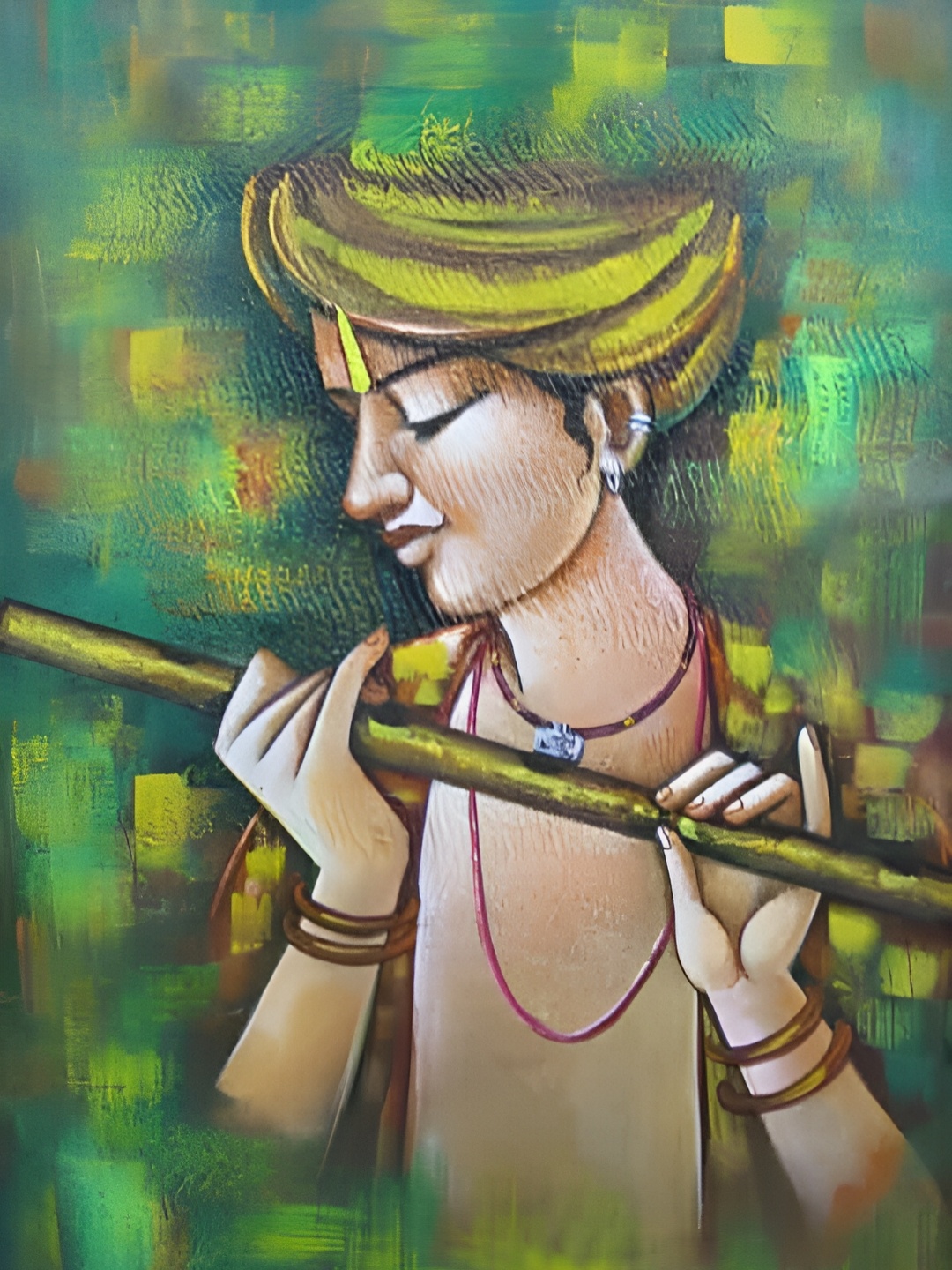 

British Terminal Green & Yellow Religious Painting Wall Art