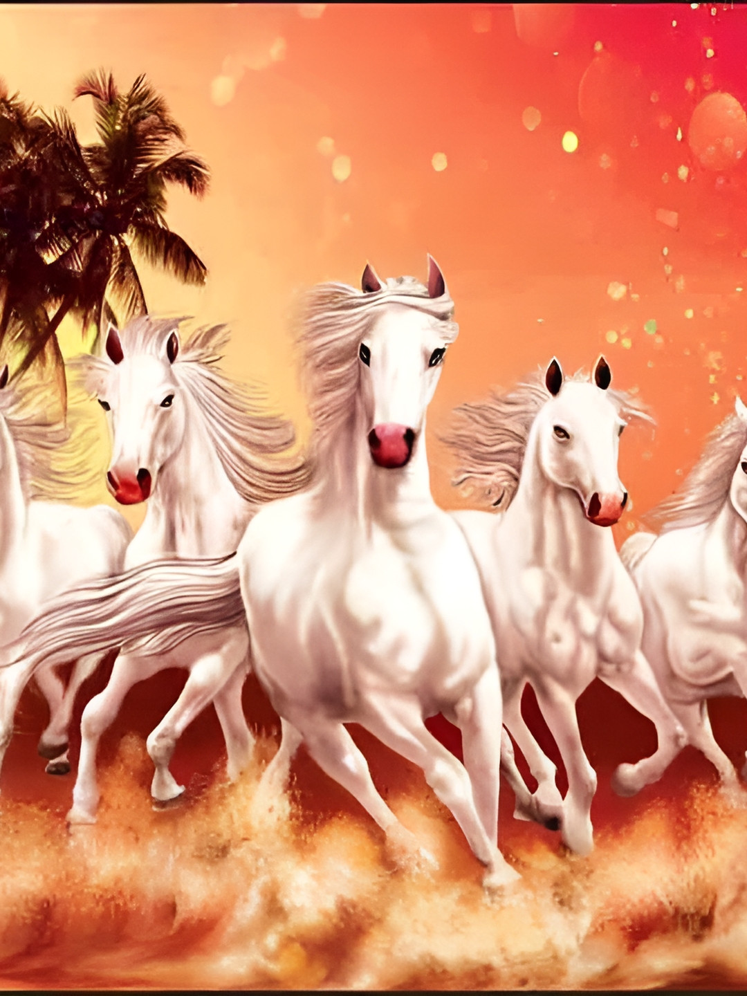 

British Terminal White & Orange Horses Printed Wall Sticker