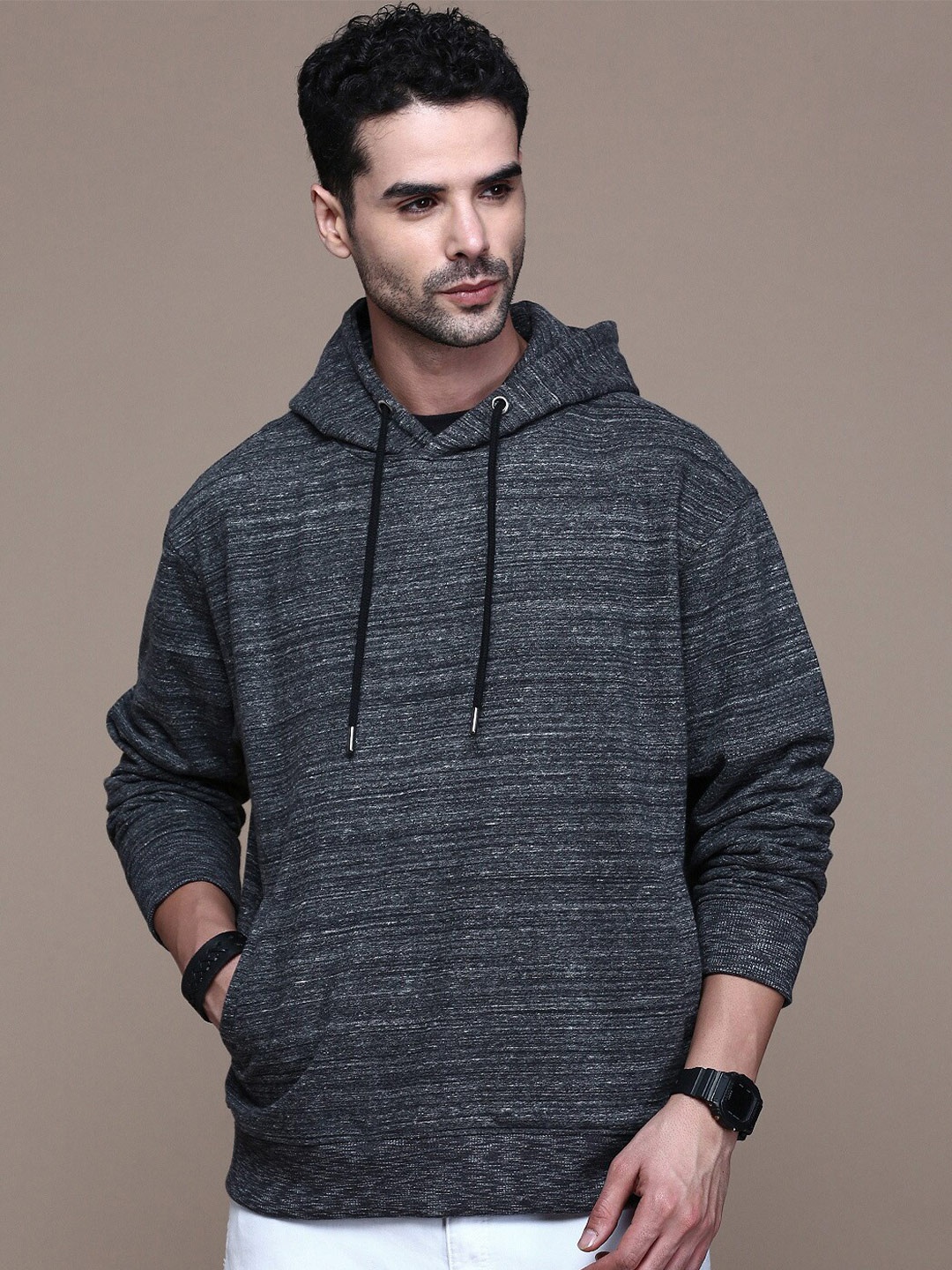 

Roadster Lifestyle Co Hooded Relaxed Fit Sweatshirt, Black