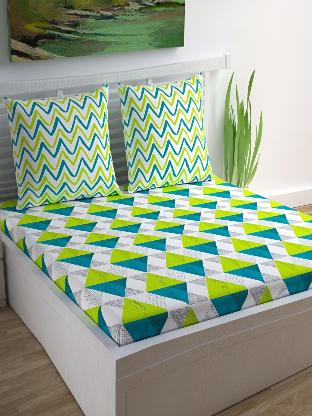 

Sohibe Multicoloured 144 TC King Bedsheet with 1 Pillow Covers, Multi