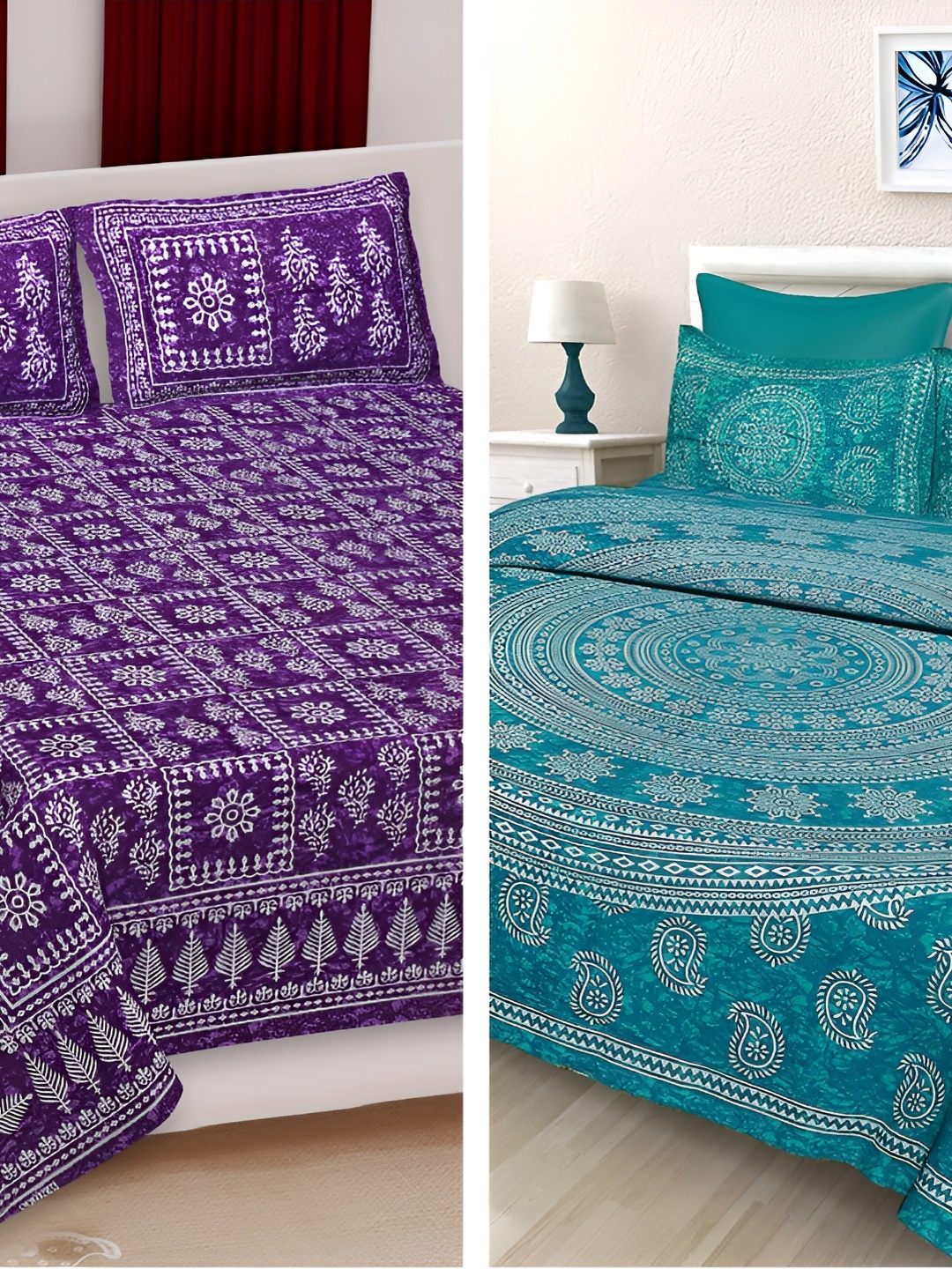 

Sohibe Multicoloured 300 TC King Bedsheet with 1 Pillow Covers, Multi