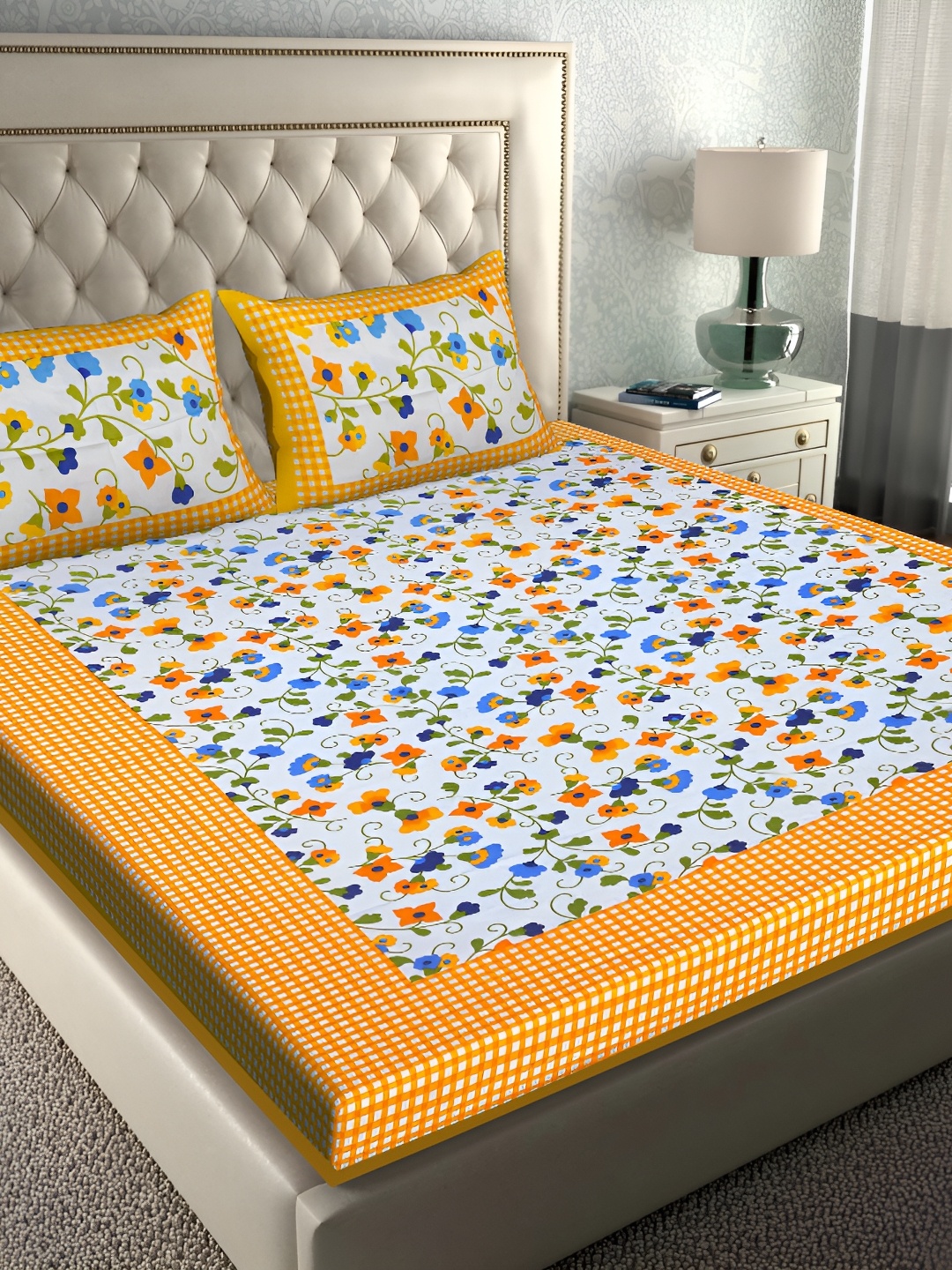 

Sohibe Blue 300 TC King Bedsheet with 1 Pillow Covers