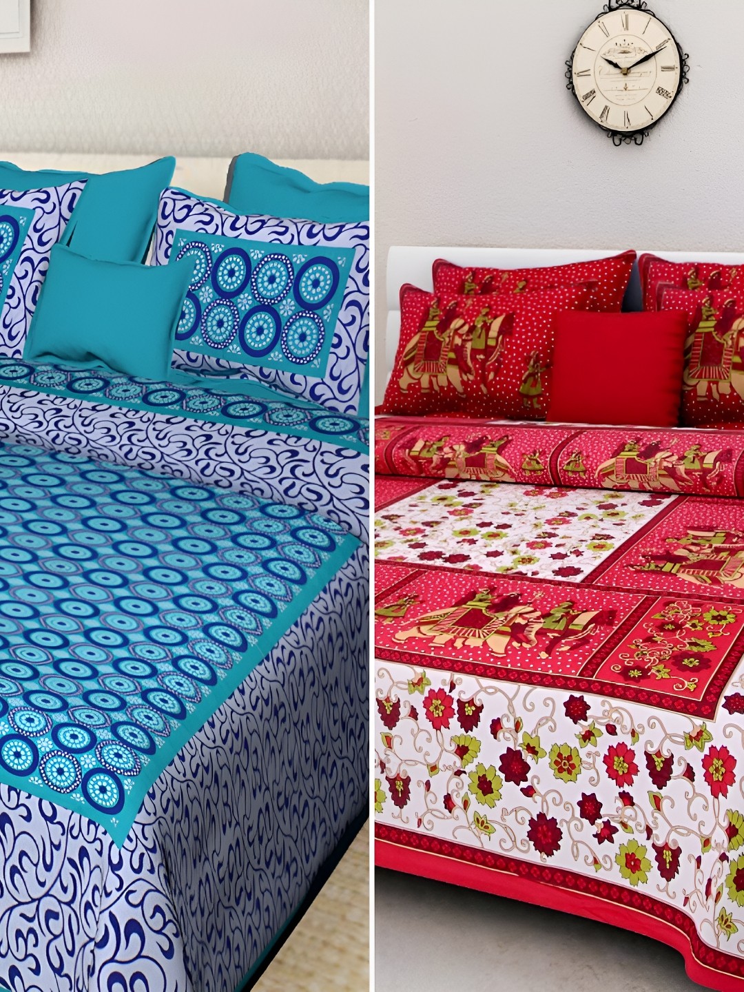 

Sohibe Blue 300 TC King Bedsheet with 1 Pillow Covers