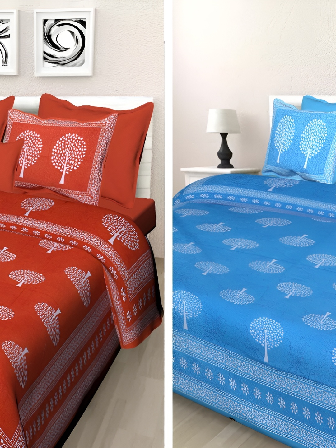 

Sohibe Blue 300 TC King Bedsheet with 1 Pillow Covers