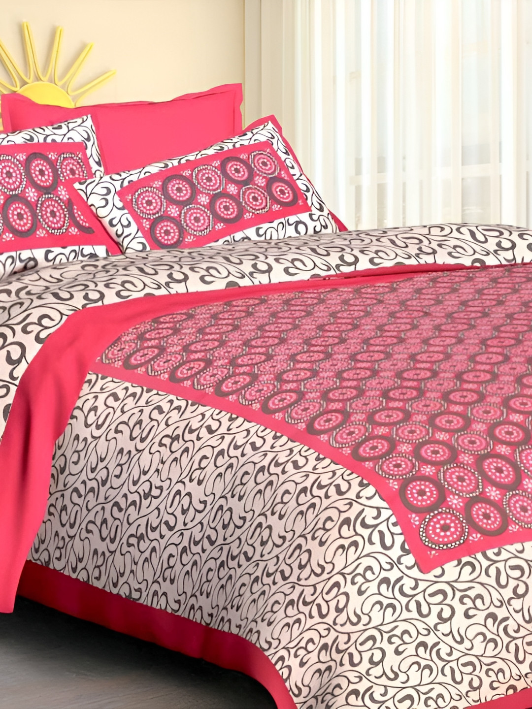 

Sohibe Blue 144 TC King Bedsheet with 1 Pillow Covers