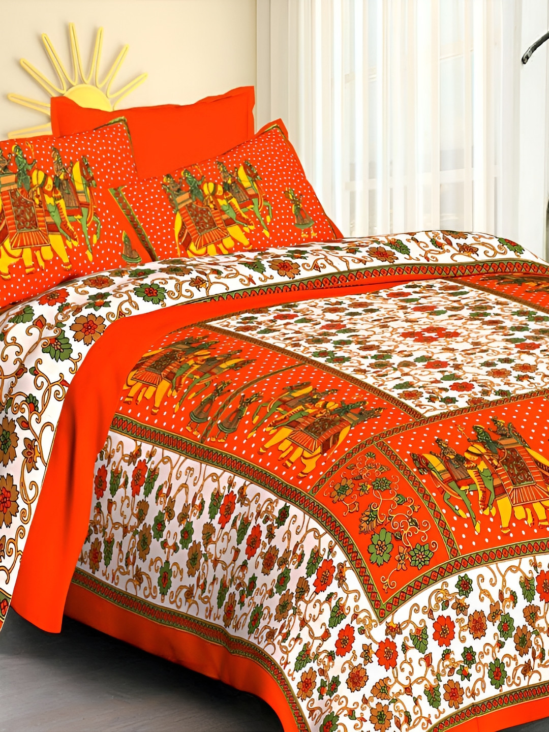 

Sohibe Multicoloured 120 TC King Bedsheet with 1 Pillow Covers, Multi
