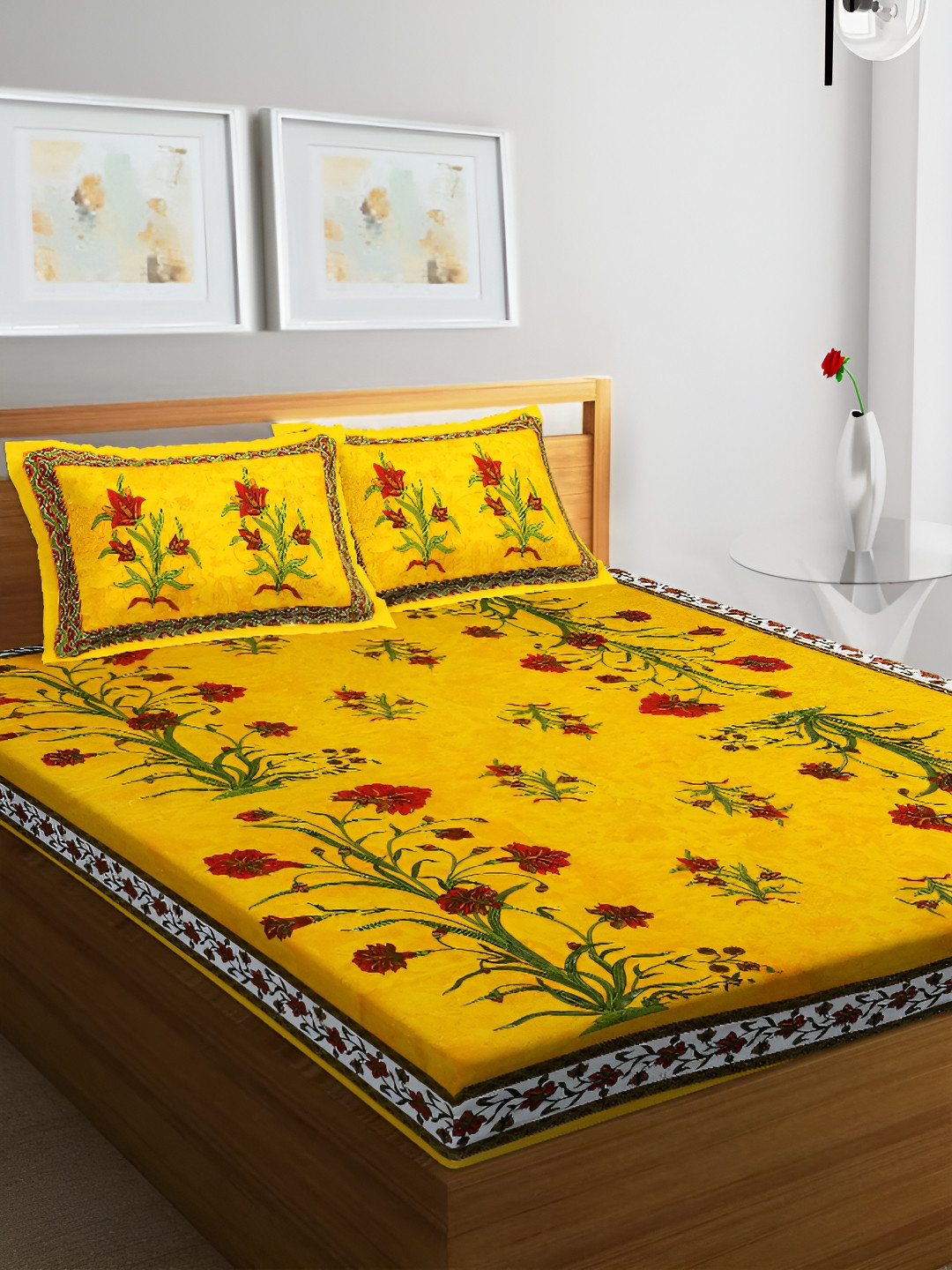 

Sohibe Multicoloured 210 TC King Bedsheet with 1 Pillow Covers, Multi
