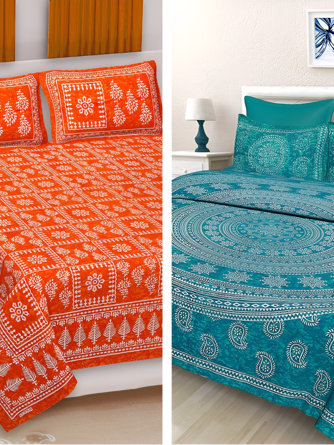 

Sohibe Orange 300 TC King Bedsheet with 1 Pillow Covers