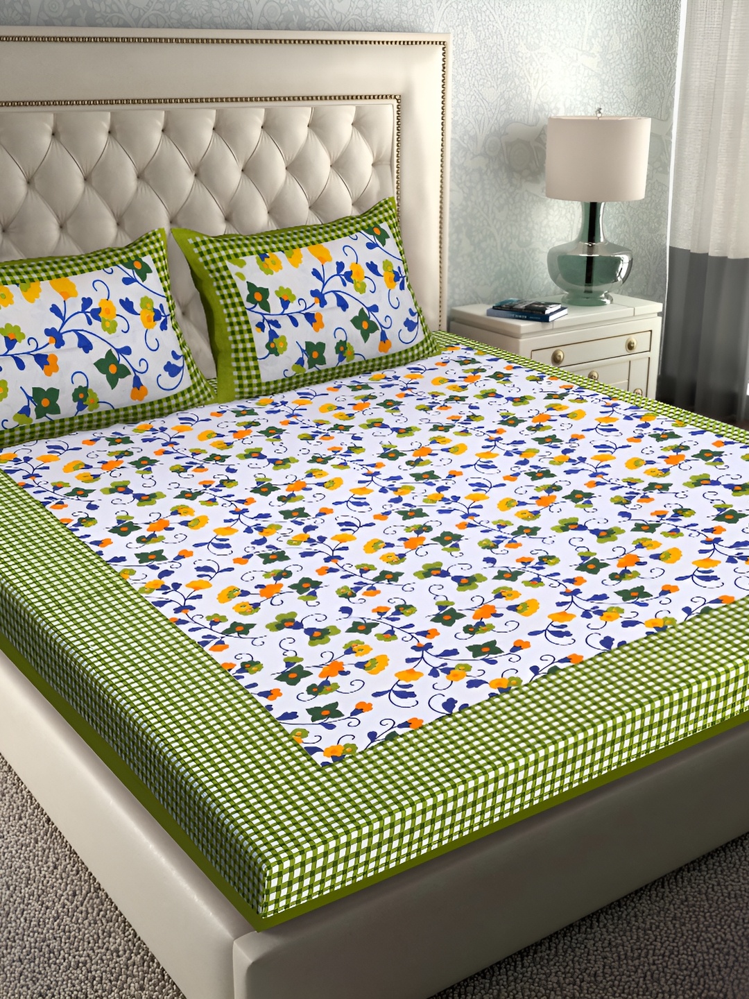 

Sohibe Multicoloured 300 TC King Bedsheet with 1 Pillow Covers, Multi