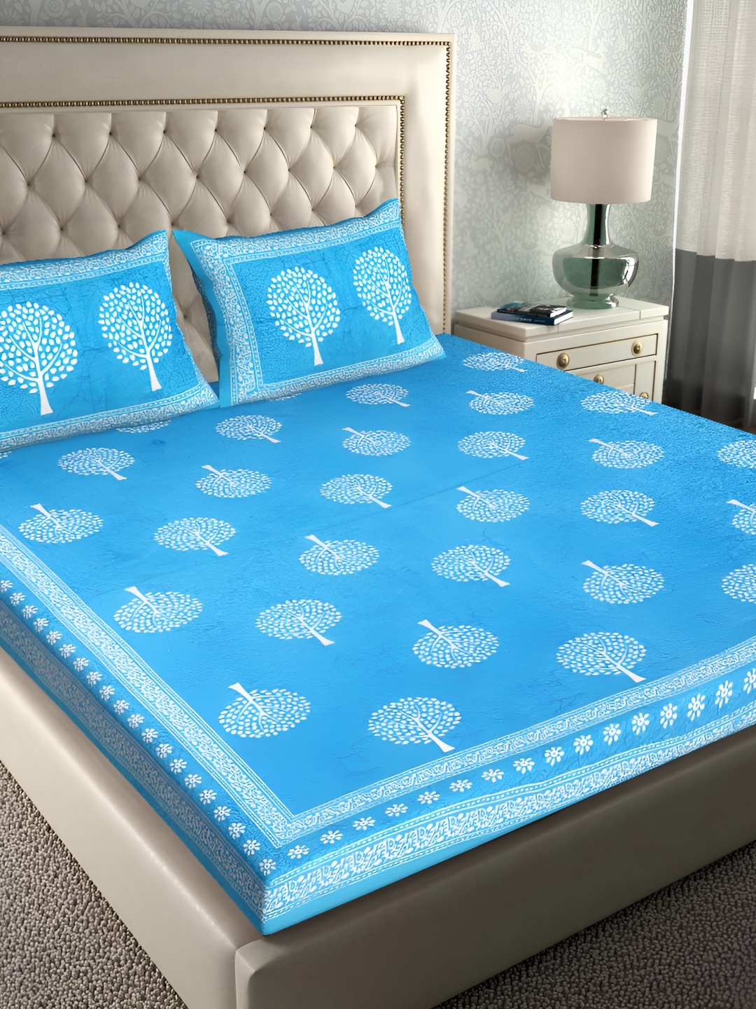 

Sohibe Yellow 600 TC King Bedsheet with 1 Pillow Covers