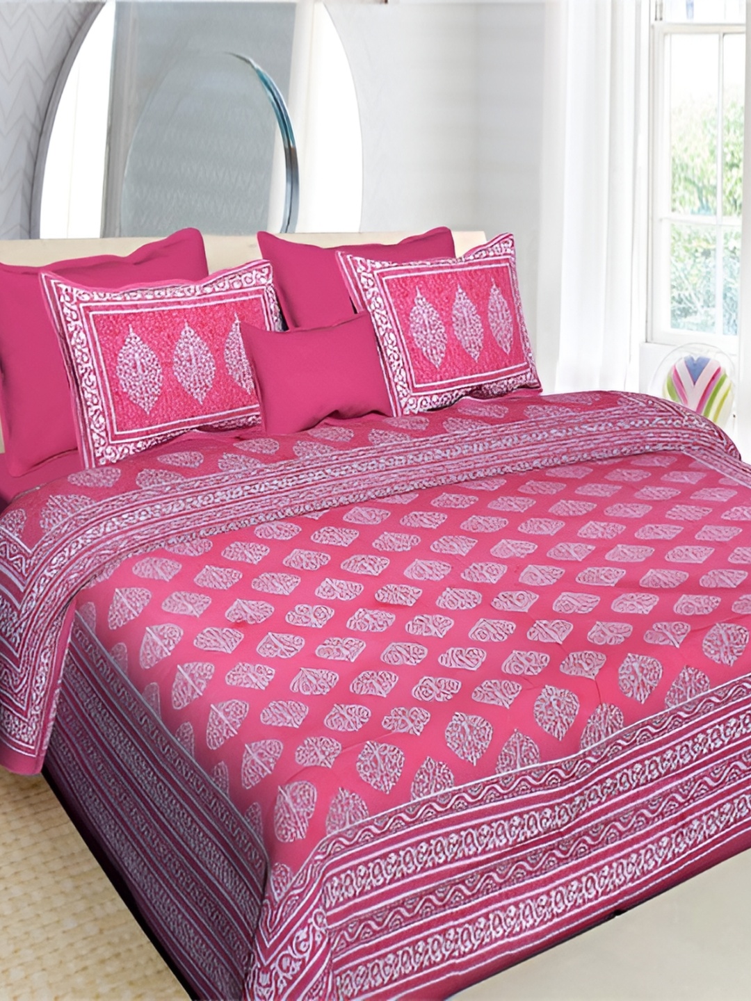 

Sohibe Multicoloured 300 TC King Bedsheet with 1 Pillow Covers, Multi