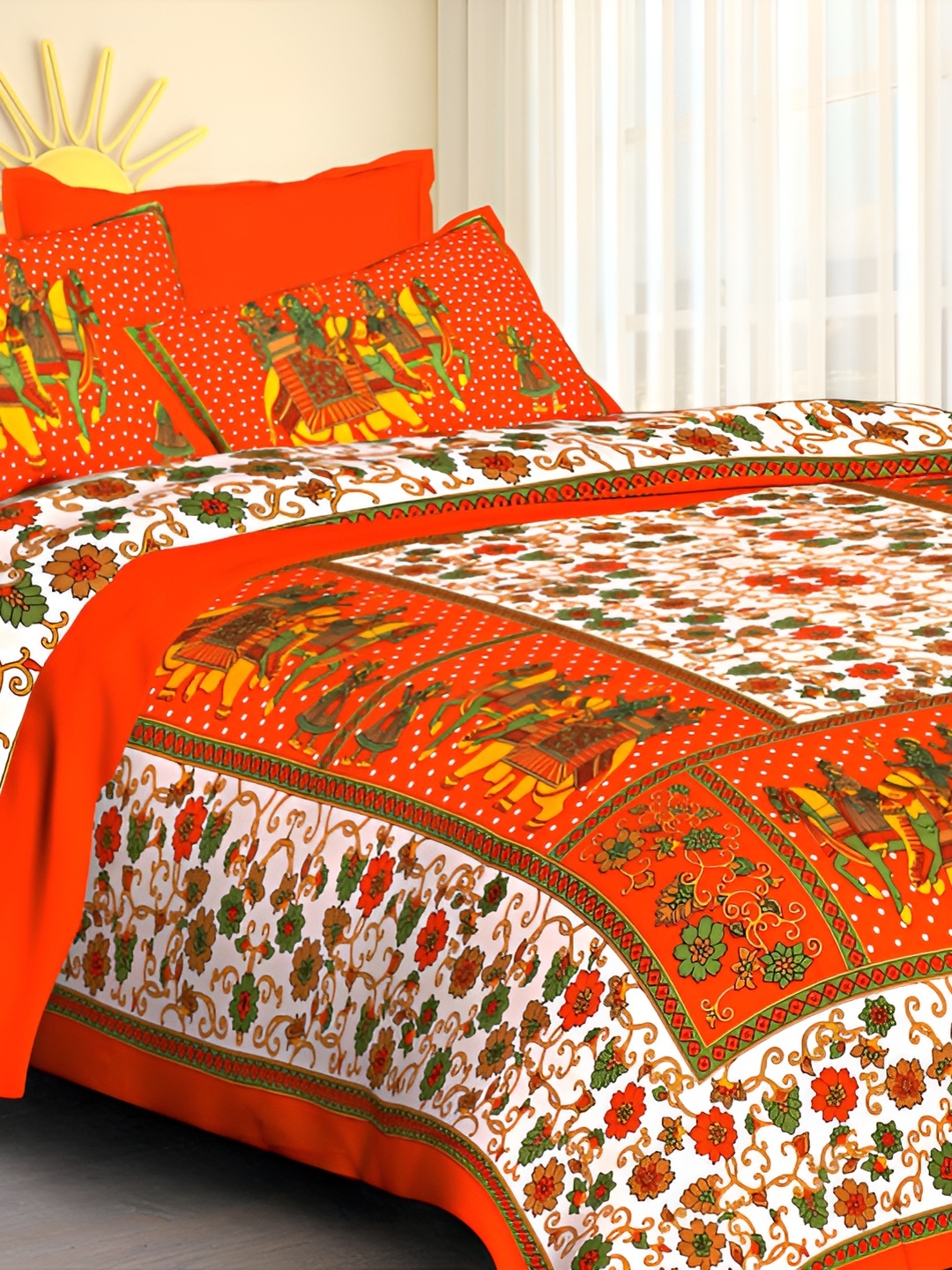 

Sohibe Multicoloured 120 TC King Bedsheet with 1 Pillow Covers, Multi