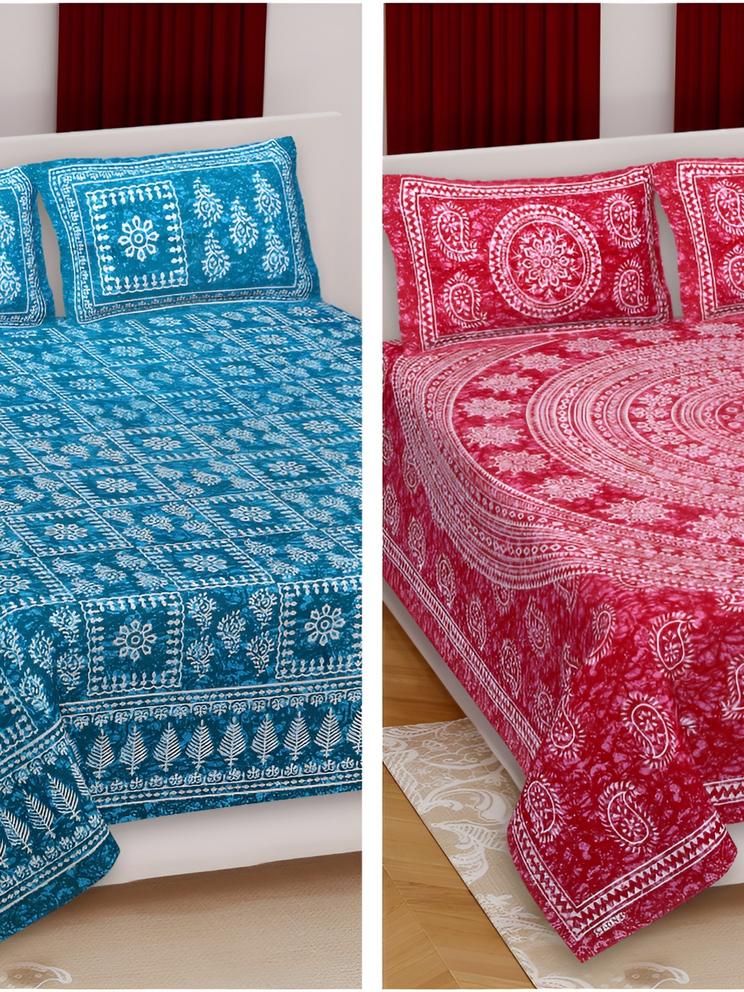 

Sohibe Multicoloured 300 TC King Bedsheet with 1 Pillow Covers, Multi