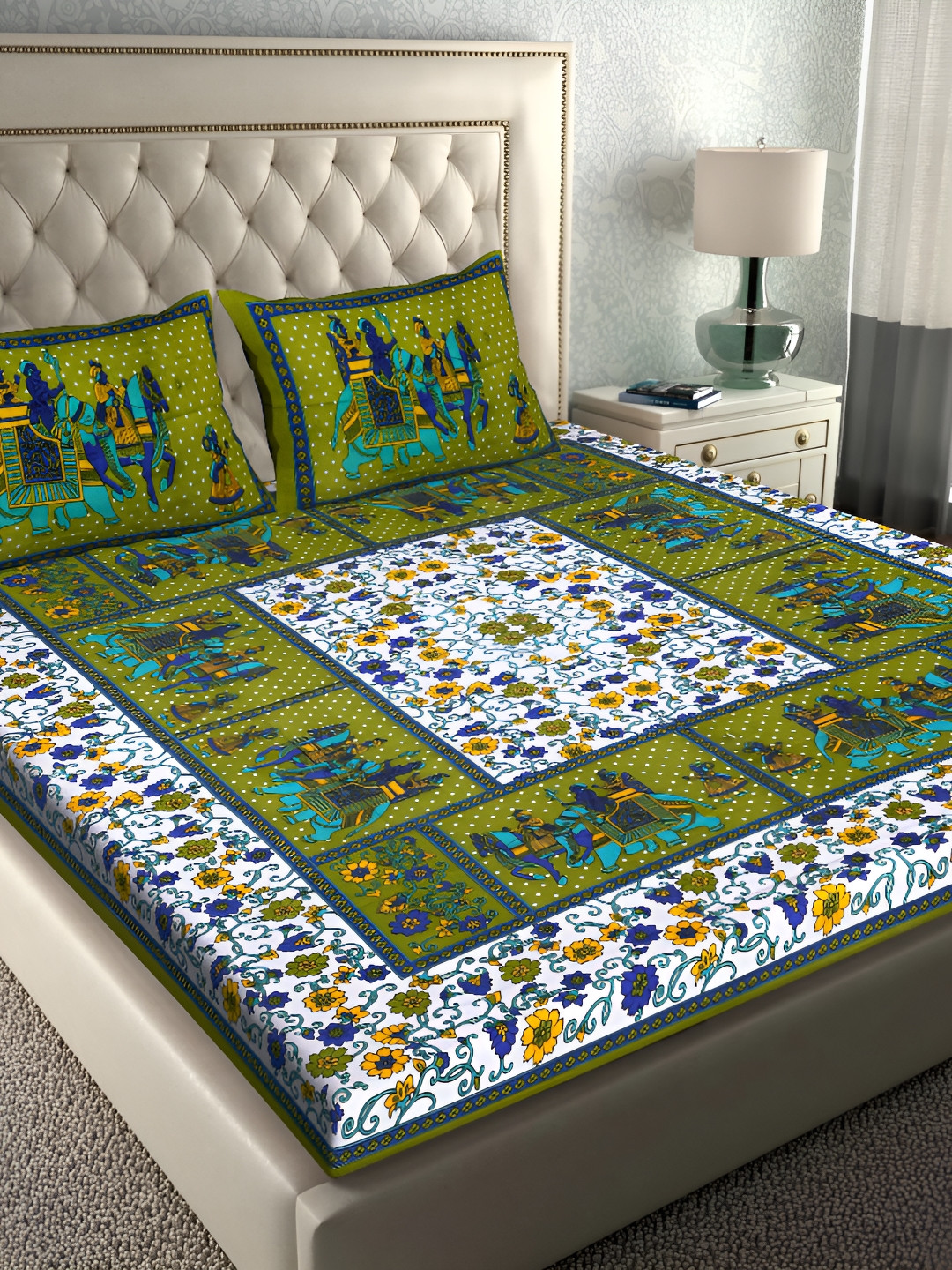 

Sohibe Multicoloured 144 TC King Bedsheet with 1 Pillow Covers, Multi