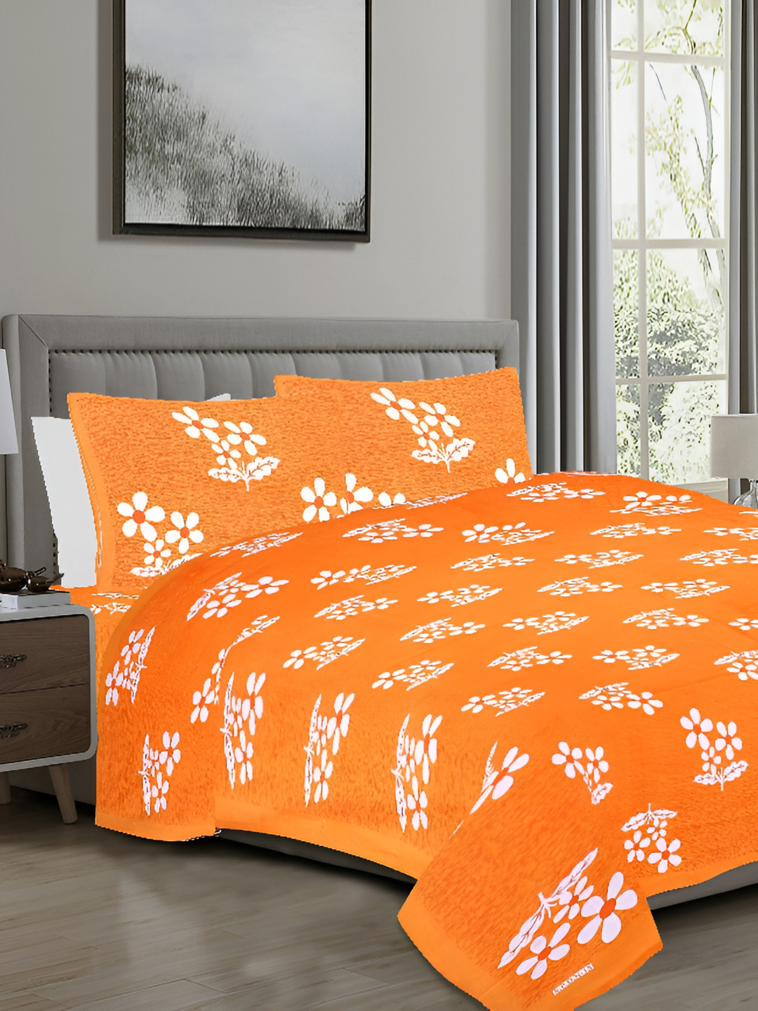 

Sohibe Multicoloured 144 TC King Bedsheet with 1 Pillow Covers, Multi