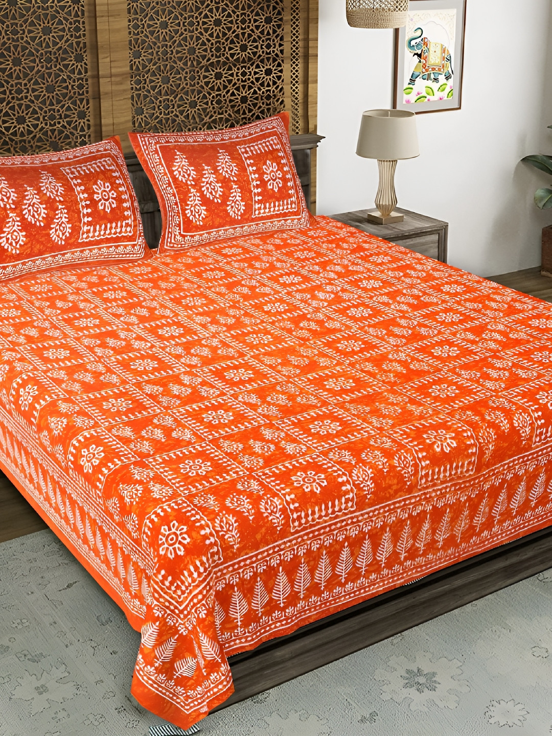 

Sohibe Red 210 TC King Bedsheet with 1 Pillow Covers