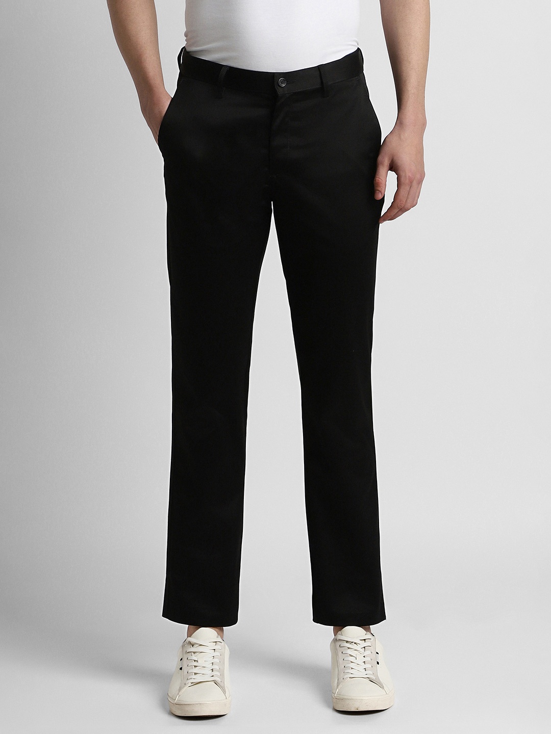 

Peter England Casuals Men Slim Fit Trousers, Black