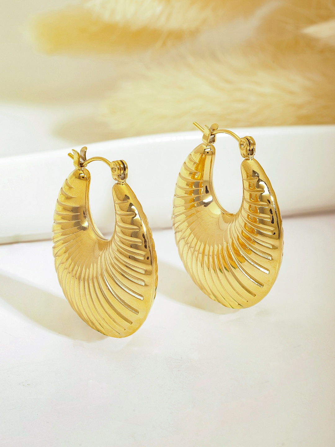 

Rubans Voguish 18KT Gold Plated Stainless Steel Tarnish-Free Demi-Fine Hoop Earrings