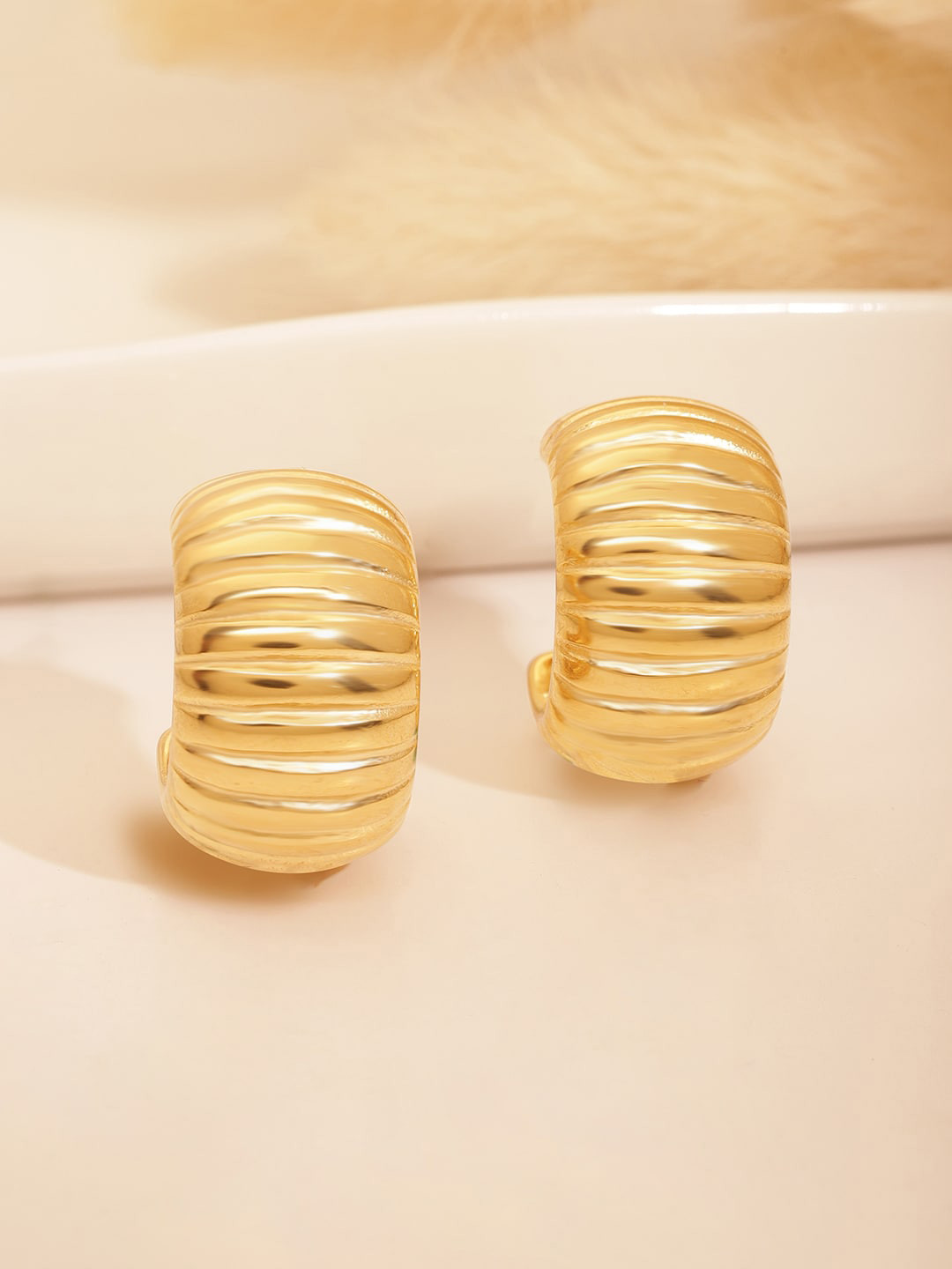 

Rubans Voguish Women Stainless Steel 18KT Gold Plated Waterproof Half Hoop Earrings