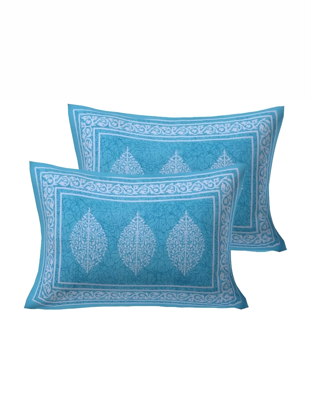 

Sohibe Blue Ethnic Motif Printed Pure Cotton King Size Bed Cover With Pillow Cover