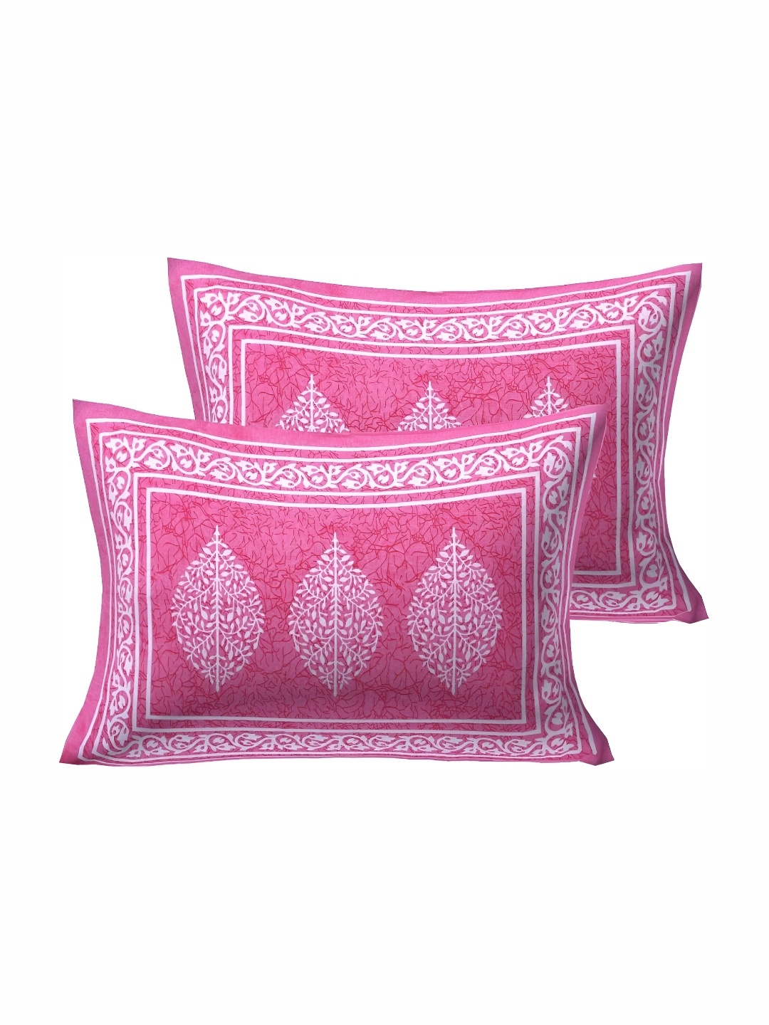 

Sohibe Pink Ethnic Motif Printed Pure Cotton King Size Bed cover with 2 Pillow covers