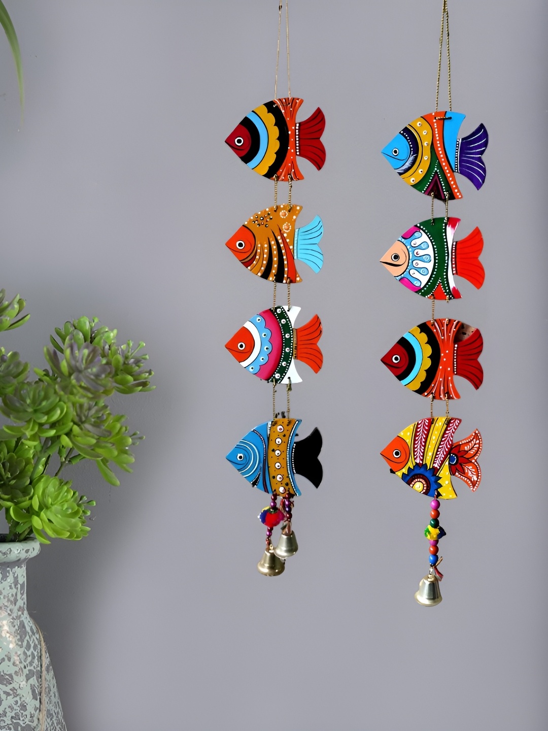 

Sohibe Blue & Red Textured Wooden Wall Hanging