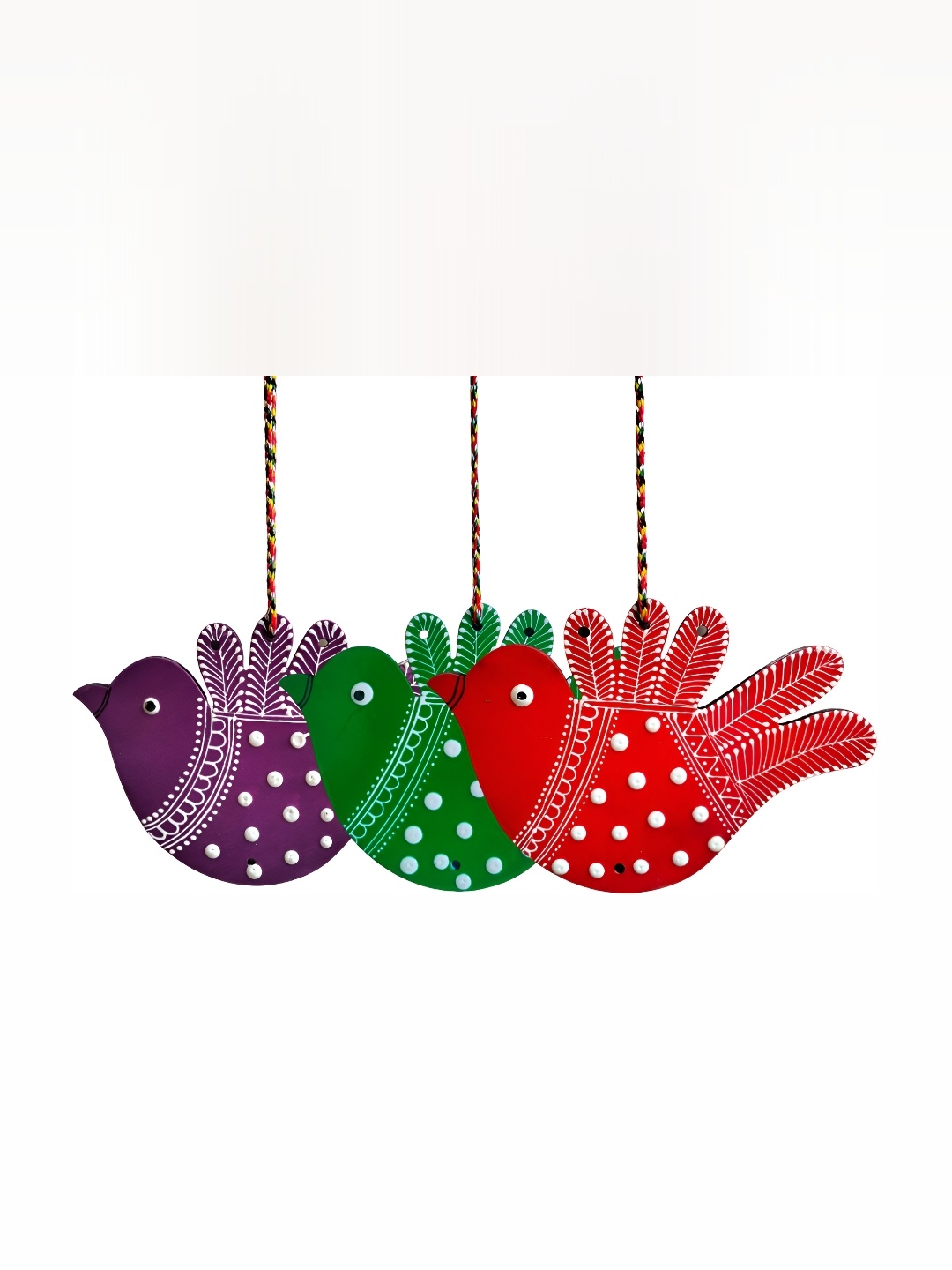 

Sohibe Red & Green 3 Pieces Textured Wooden Wall Hanging