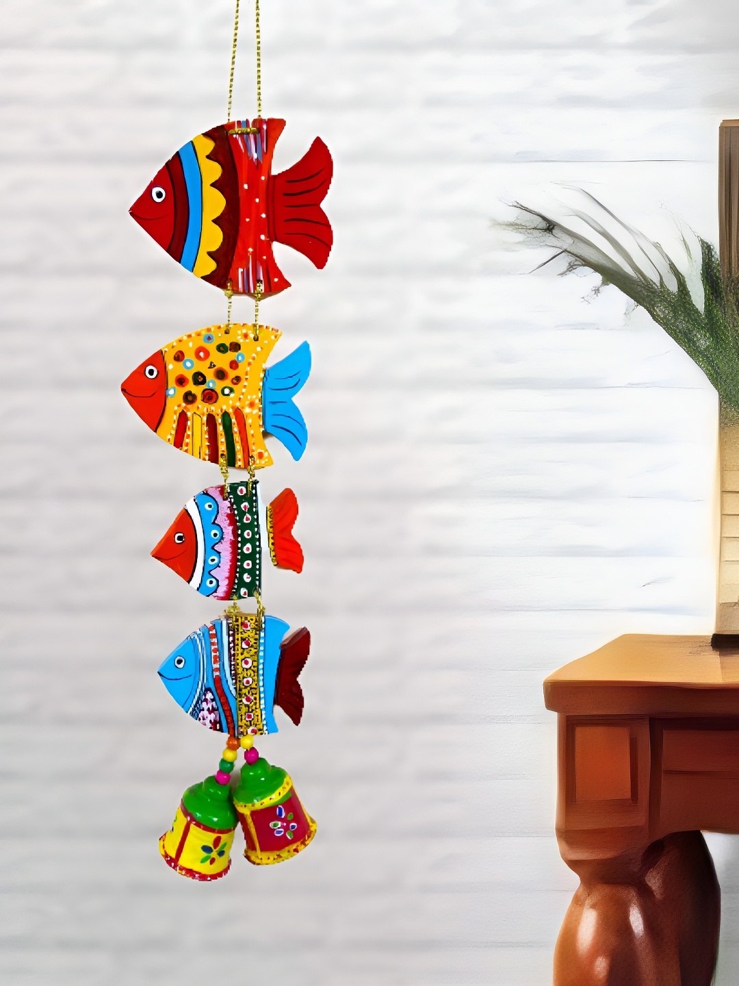 

Sohibe Red & Blue Textured Wooden Wall Hangings