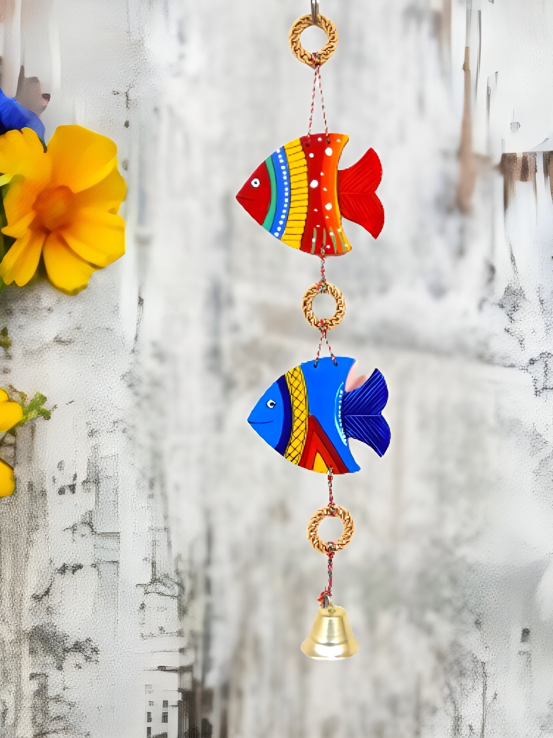 

Sohibe Red & Blue Textured Wooden Wall Hanging